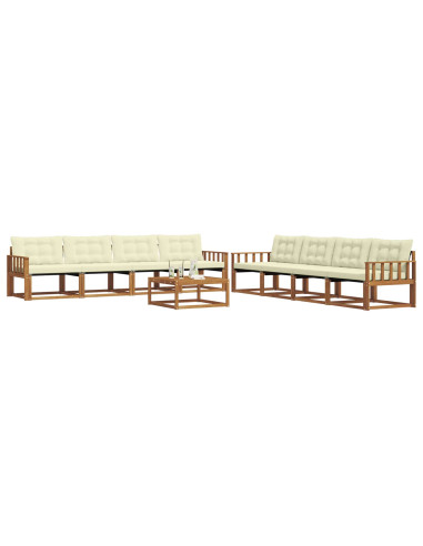 Set di divani da esterno con cuscino 9 pcs Naturale e Crema
