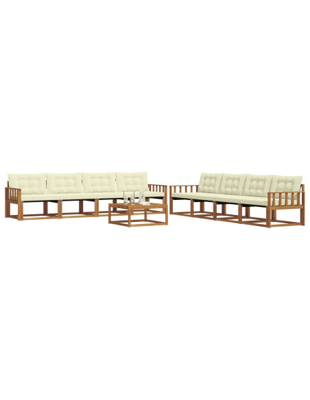 Set di divani da esterno con cuscino 9 pcs Naturale e Crema