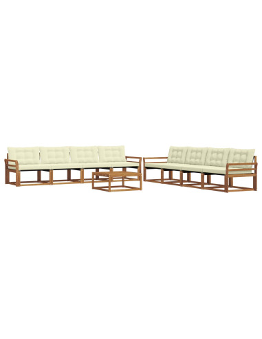 Set di divani da esterno con cuscino 9 pcs Naturale e Crema