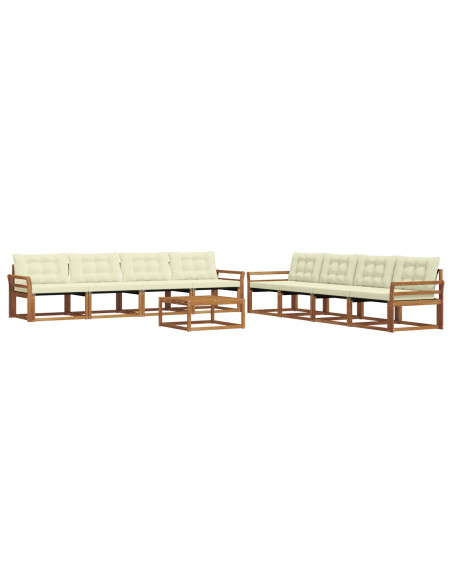 Set di divani da esterno con cuscino 9 pcs Naturale e Crema
