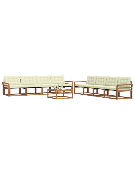 Set di divani da esterno con cuscino 9 pcs Naturale e Crema