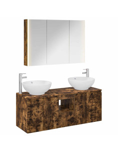 Set di Armadi da Bagno 4 pcs Rovere Fumo Legno ingegnerizzato