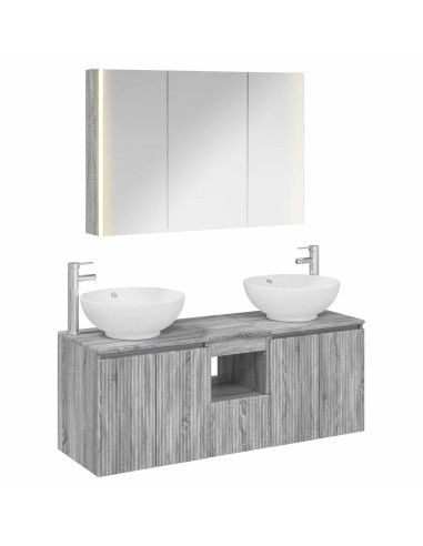 Set di Armadi da Bagno 4 pcs Sonoma grigio Legno ingegnerizzato