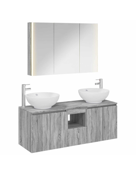 Set di Armadi da Bagno 4 pcs Sonoma grigio Legno ingegnerizzato