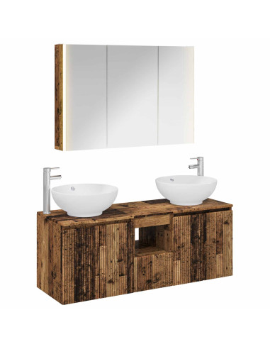 Set di Armadi da Bagno 4 pcs Legno antico Legno ingegnerizzato