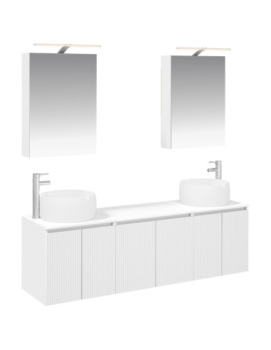 Set di Armadi da Bagno 5 pcs Bianco Legno ingegnerizzato