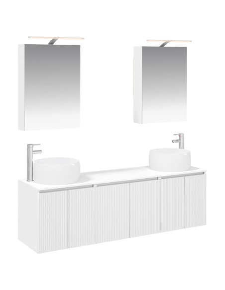 Set di Armadi da Bagno 5 pcs Bianco Legno ingegnerizzato