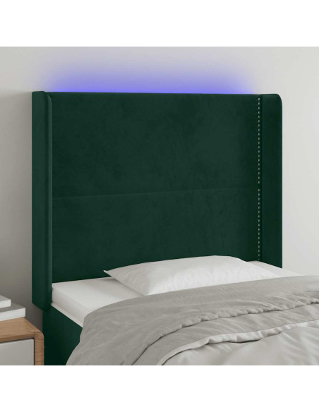Testiera a LED Verde Scuro 93x16x118/128 cm in Velluto