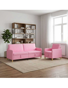 Set di Divani con Storage 2 pcs Rosa Poliestere