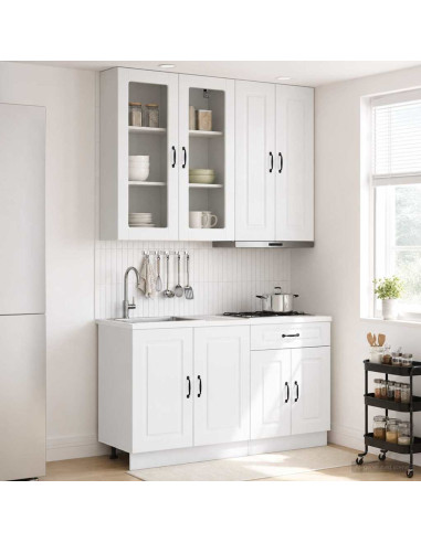 Unità Cucina KALMAR 4 pcs Bianco Lucido Legno ingegnerizzato