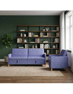 Set di Divani con Storage 2 pcs Blu jeans Poliestere