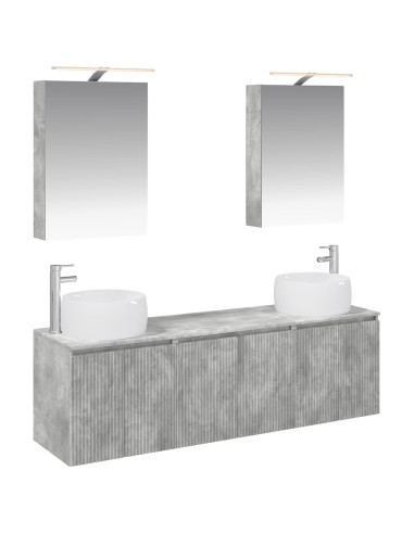 Set di Armadi da Bagno 5 pcs Grigio Cemento