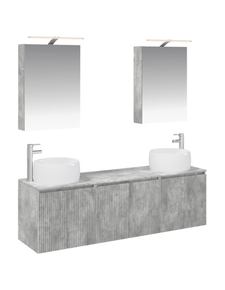 Set di Armadi da Bagno 5 pcs Grigio Cemento