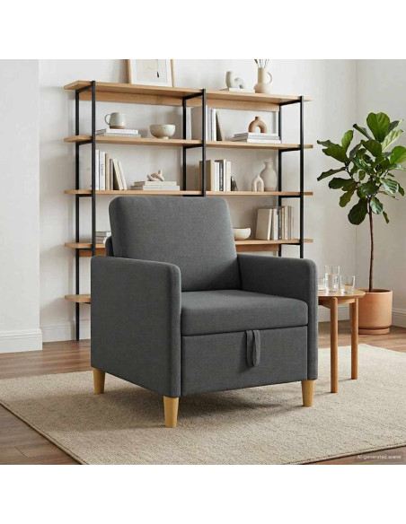 Divano con Storage Grigio Scuro 72 x 78 x 87 cm Poliestere