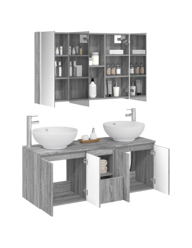 Set di Armadi da Bagno 4 pcs Sonoma grigio Legno ingegnerizzato
