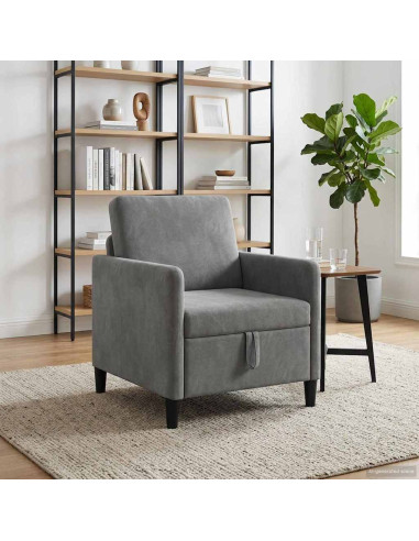 Divano con Storage Grigio Scuro 72 x 78 x 87 cm Poliestere