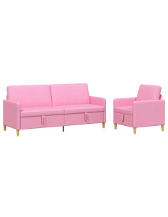 Set di Divani con Storage 2 pcs Rosa Poliestere 2