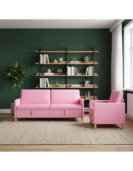 Set di Divani con Storage 2 pcs Rosa Poliestere