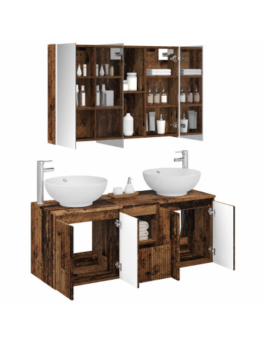 Set di Armadi da Bagno 4 pcs Legno antico Legno ingegnerizzato