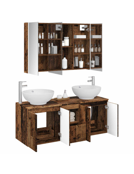 Set di Armadi da Bagno 4 pcs Legno antico Legno ingegnerizzato
