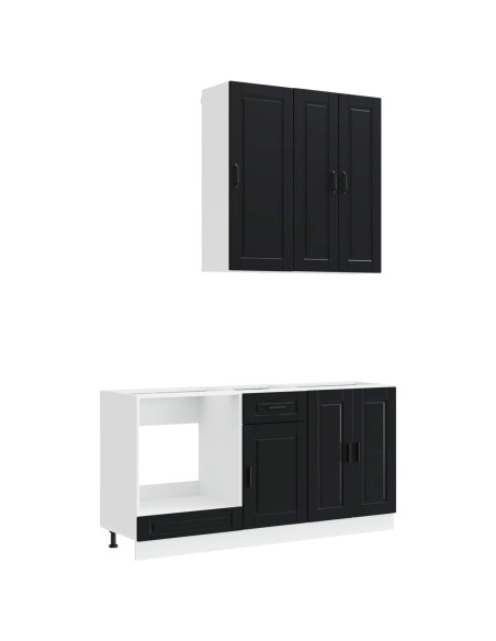 Unità Cucina PORTO 5 pcs Nero Legno ingegnerizzato