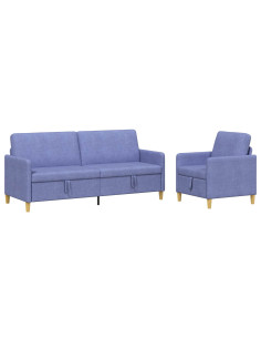 Set di Divani con Storage 2 pcs Blu jeans Poliestere 2