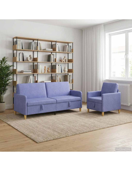 Set di Divani con Storage 2 pcs Blu jeans Poliestere