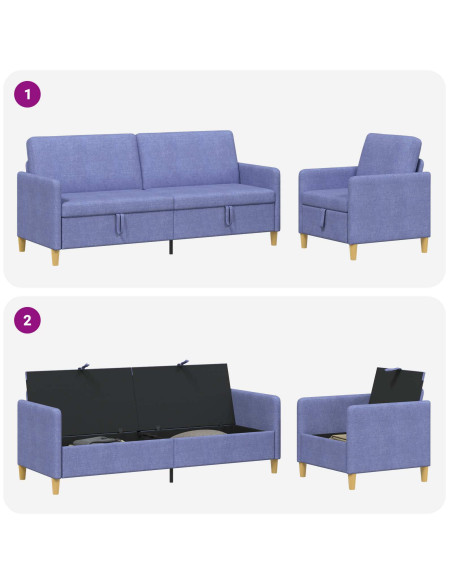 Set di Divani con Storage 2 pcs Blu jeans Poliestere