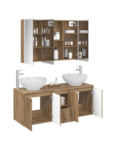 Set di Armadi da Bagno 4 pcs Rovere Artigianale
