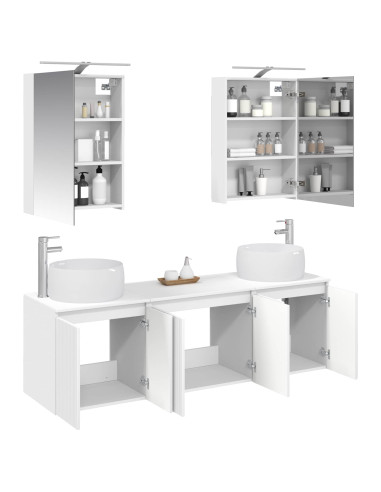 Set di Armadi da Bagno 5 pcs Bianco Legno ingegnerizzato