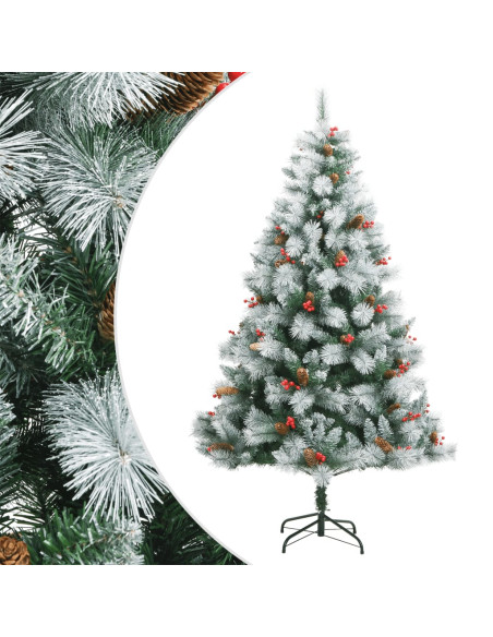 Albero Natale Artificiale Incernierato con Pigne e Bacche 210cm
