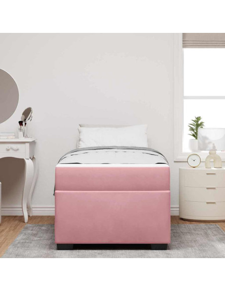 Struttura del letto con materasso Rosa 80 x 200 cm Tessuto