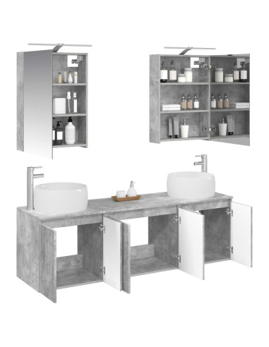Set di Armadi da Bagno 5 pcs Grigio Cemento
