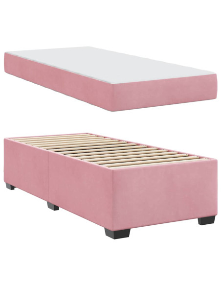 Struttura del letto con materasso Rosa 80 x 200 cm Tessuto