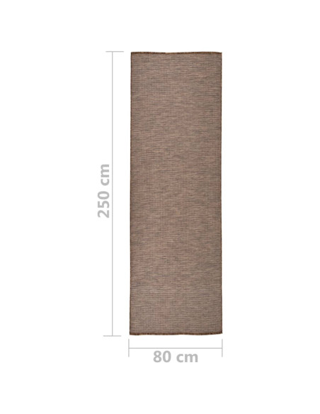 Tappeto da Esterni a Tessitura Piatta 80x250 cm Marrone