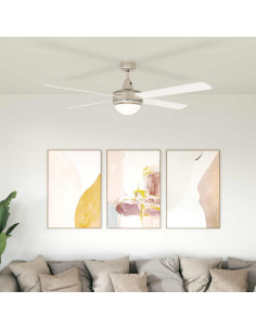 Ventilatore da soffitto con luce e telecomando Ø 130 cm Bianco