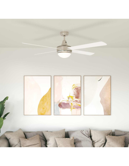 Ventilatore da soffitto con luce e telecomando Ø 130 cm Bianco
