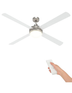 Ventilatore da soffitto con luce e telecomando Ø 130 cm Bianco 2