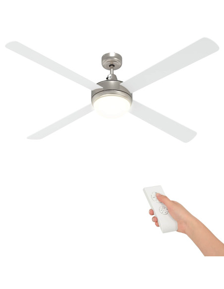 Ventilatore da soffitto con luce e telecomando Ø 130 cm Bianco