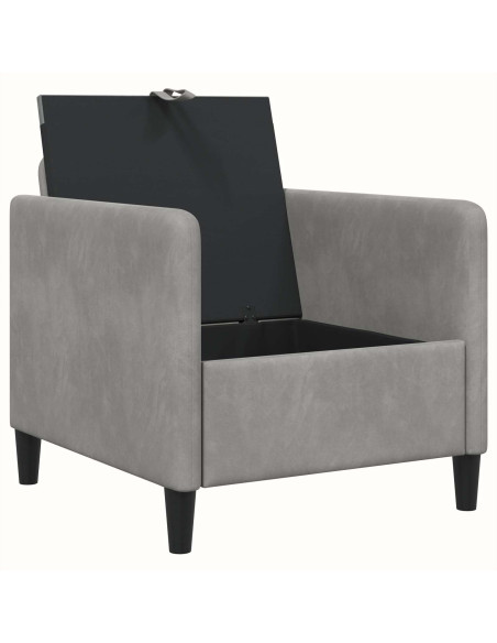 Divano con Storage Grigio Chiaro 72 x 78 x 87 cm Poliestere