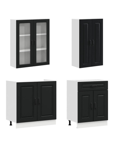 Unità Cucina KALMAR 4 pcs Nero Legno ingegnerizzato