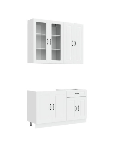 Unità Cucina KALMAR 4 pcs Bianco Lucido Legno ingegnerizzato
