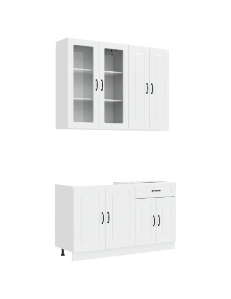 Unità Cucina KALMAR 4 pcs Bianco Lucido Legno ingegnerizzato