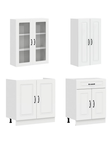 Unità Cucina KALMAR 4 pcs Bianco Lucido Legno ingegnerizzato