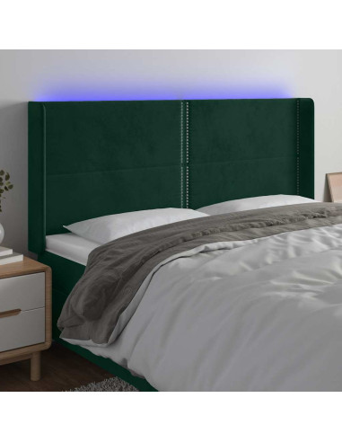 Testiera a LED Verde Scuro 203x16x118/128 cm in Velluto