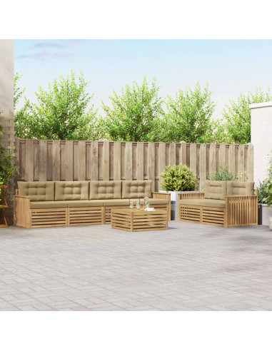Set di divani da esterno 7 pcs Bianco e Beige