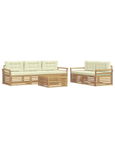 Set di divani da esterno 6 pcs Bianco e Crema 2