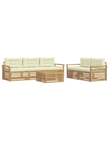 Set di divani da esterno 6 pcs Bianco e Crema