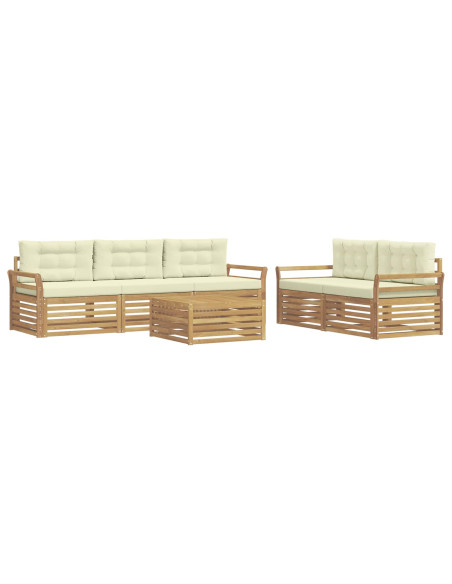 Set di divani da esterno 6 pcs Bianco e Crema