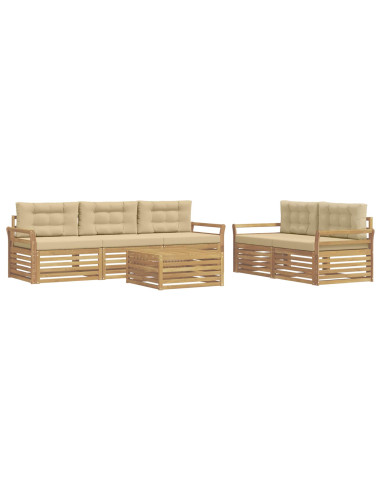 Set di divani da esterno 6 pcs Bianco e Beige